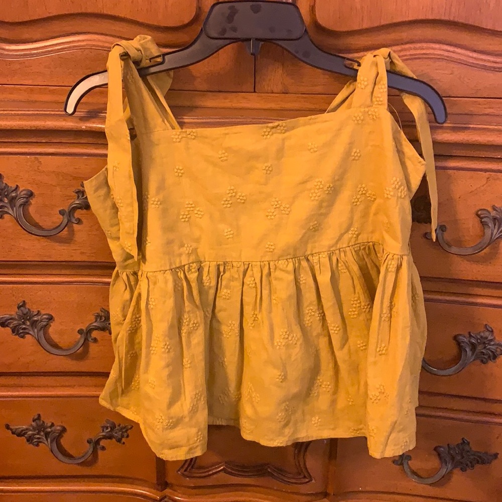 Gently Used Mustard Yellow Tie Blouse